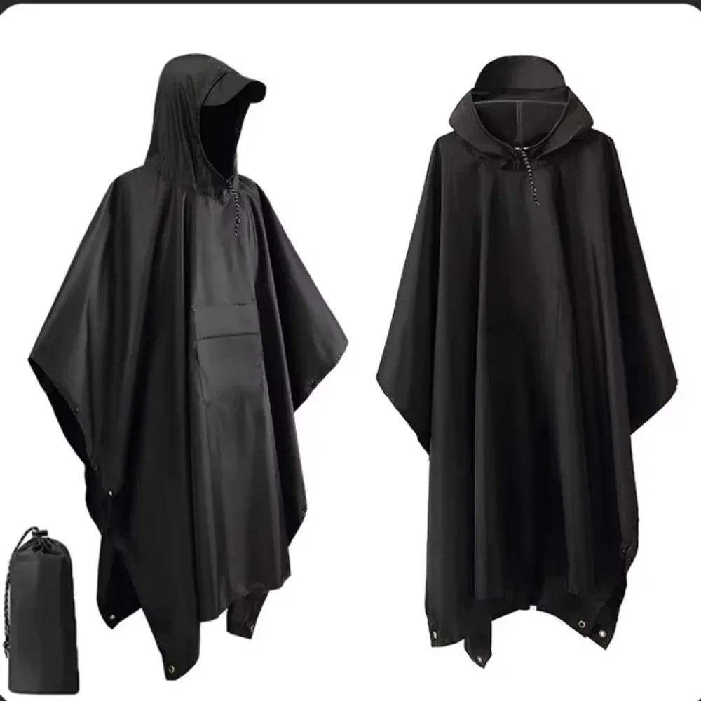 Outdoor Multifunctional 3 In 1 Military Rain Poncho Hooded Waterproof Raincoat for Motorcycle Camping Hiking Emergency Tent