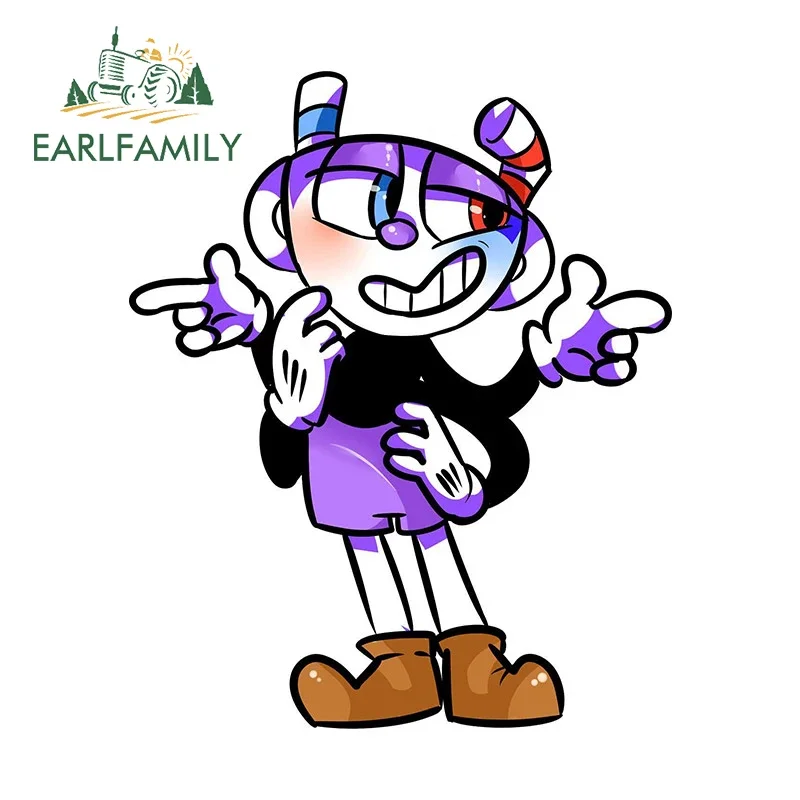 EARLFAMILY 13cm x 10.7cm Purple Four Handed Cup Character Car Stickers Hot Game with A Confident Mind Decal Windshield Decor