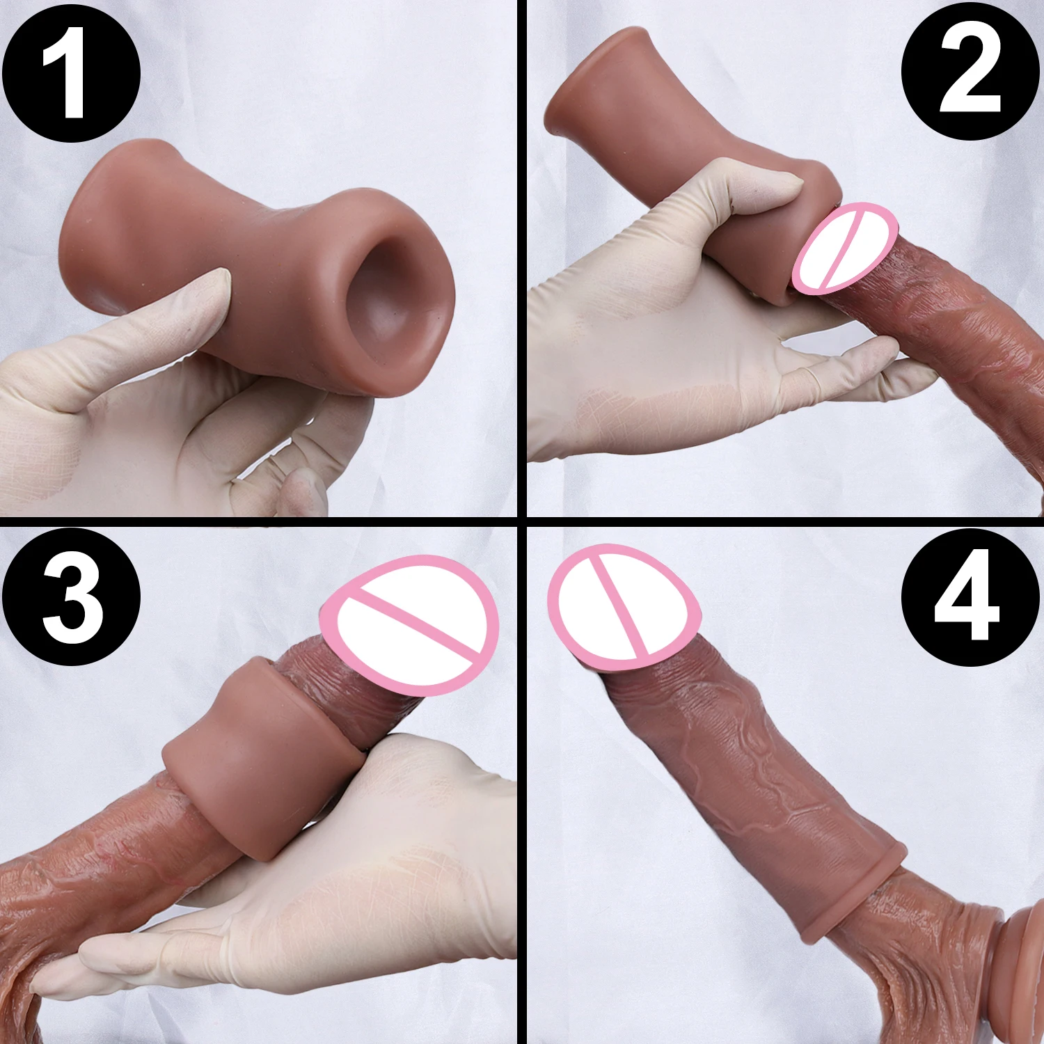 4 Styles Soft Realistic Enlarger Penis Sleeve Big Growth Real Silicone Dick Man Delayed Ejaculation Extend Cock Condom Sex Toy