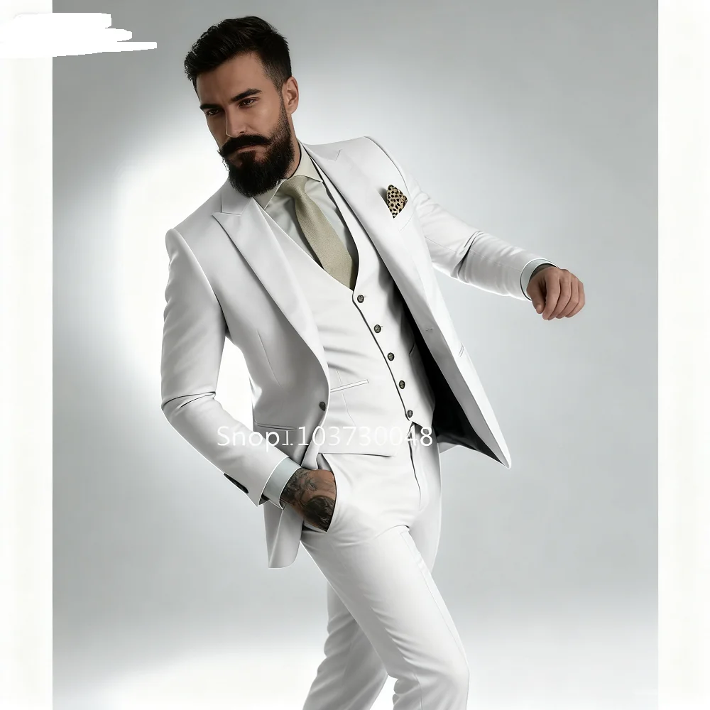 

High-Quality Blue Real 3-Piece Suit for Men Slim Fit Formal Office Casual Wear Daily Fashion Party