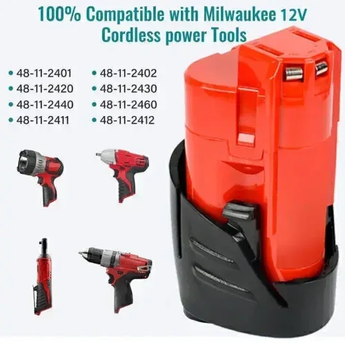 Аккумуляторная батарея 12 В 9000 мАч для Milwaukee M12 XC 48-11-2410 48-11-2420 48-11-2411 12-вольтовые инструменты