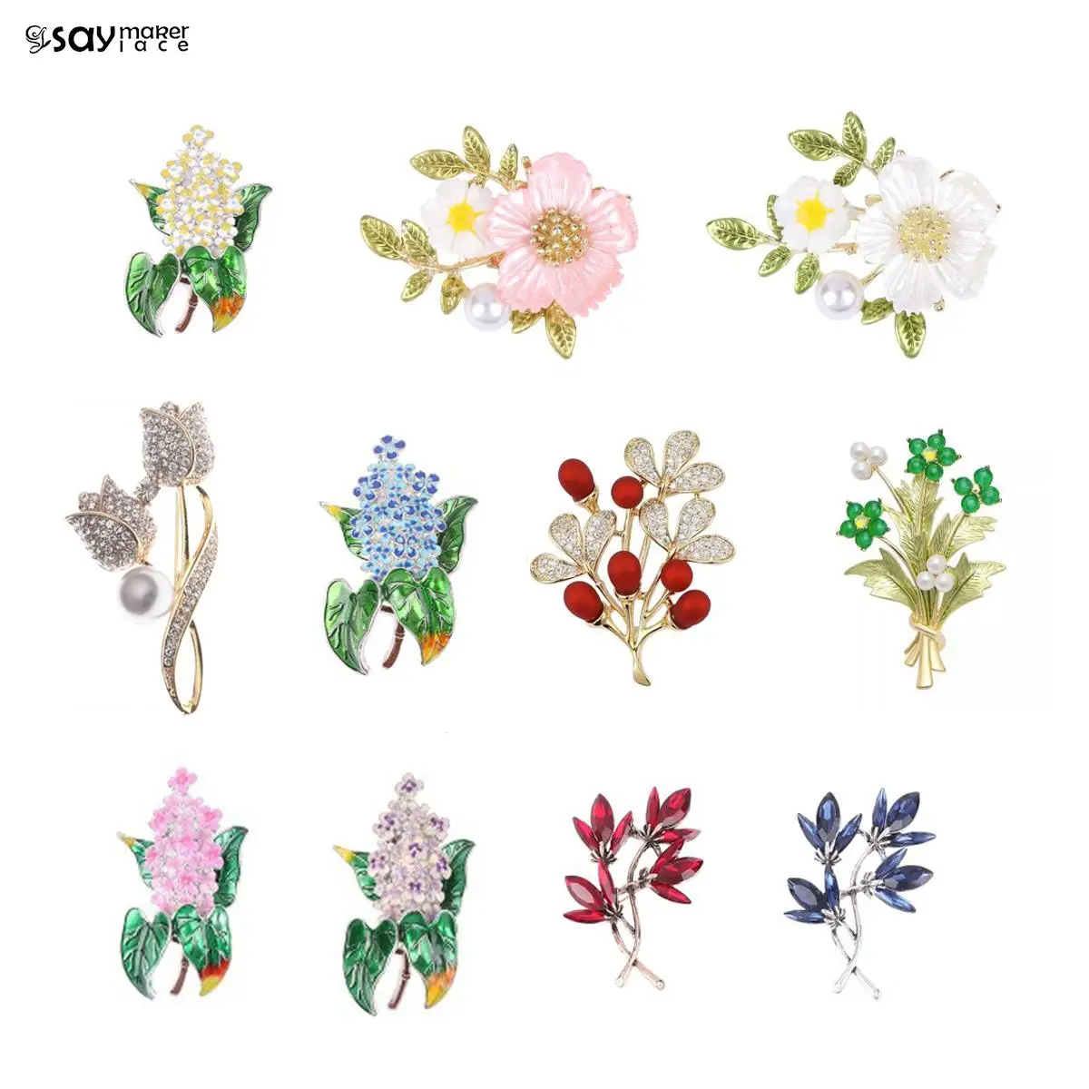 1PCS Beauty Spring 4-color Clove Flower Party Office Brooch Pins Gifts Alloy Lilac Flower Brooches 