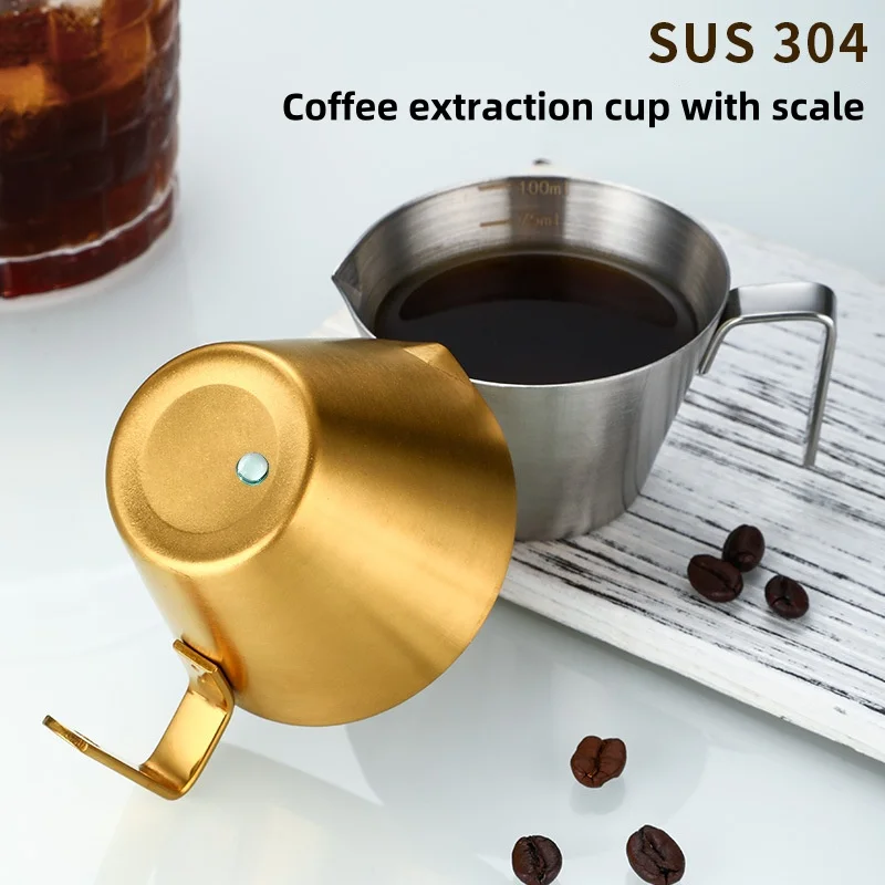 304 Stainless Steel Coffee Extraction Cup with Scale Small Milk Spoon Making Cup Espresso Measuring Cup Kitchen Tools  Cup