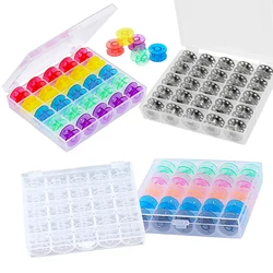 25Pcs/Set Plastic Threads Bobbins Sewing Machine Spools with Storage Box for DIY Embroidery Accessories Household Sewing Tools