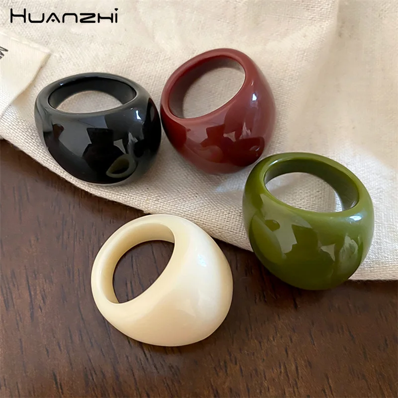 HangZhi 4pcs/set Vintage Irregular Geometric Resin Ring Set for Women New Boho Geometric Finger Rings Minimalis Jewelry