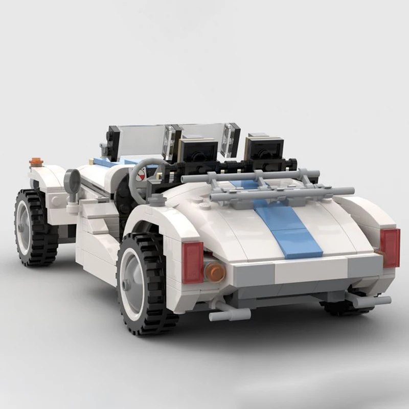 Bricklink-MOC Technical Car Building Blocks para Crianças, Roadster Criativo, Branco e Azul, Conjuntos de Veículos Vintage, Brinquedos Presente de Natal