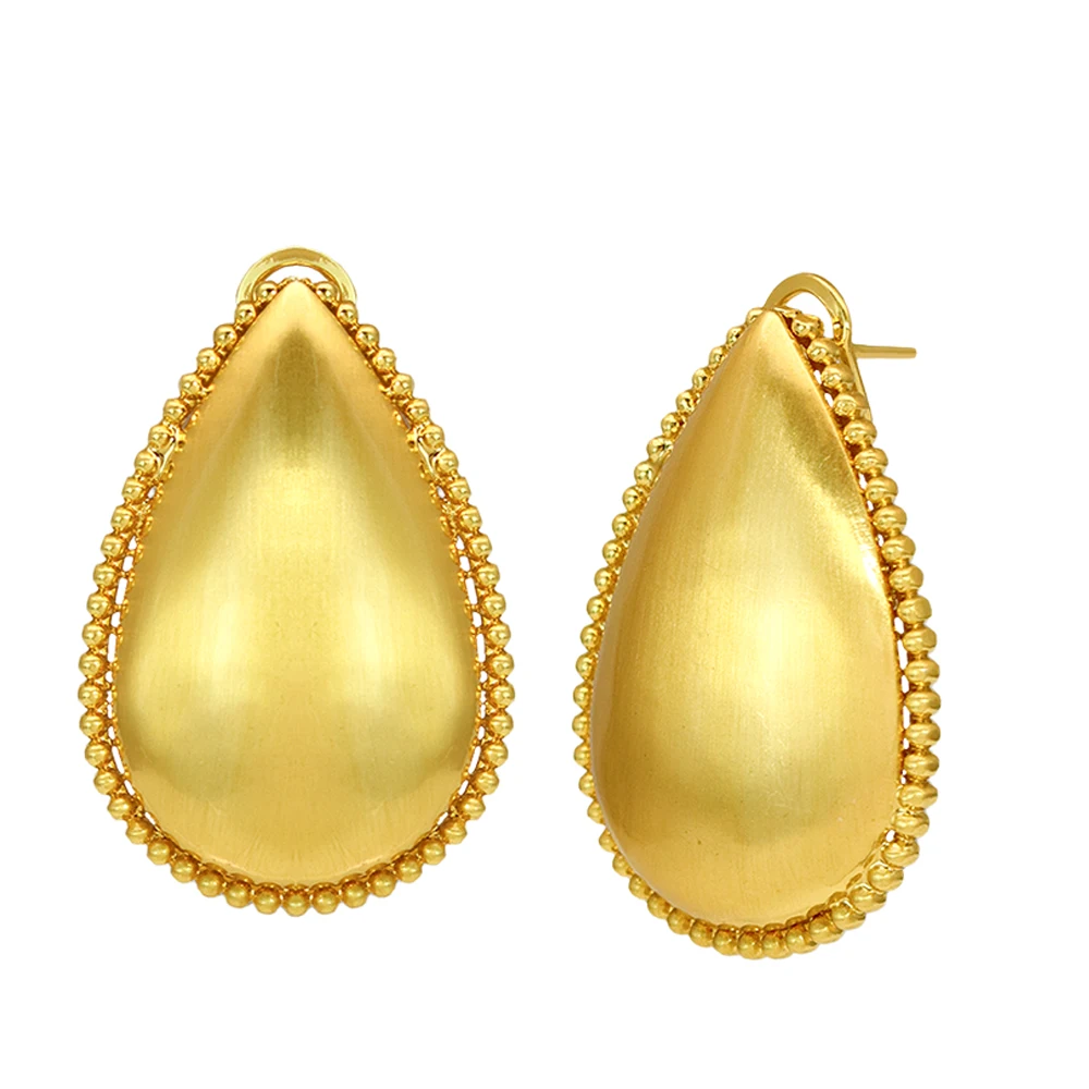 YTJX 18K vergoldete Tropfen-Ohrringe mit Perlenrand, Wassertropfen-Ohrring, afrikanischer Dubai-Ethno-Schmuck für Frauen, Partygeschenk – Detail 3