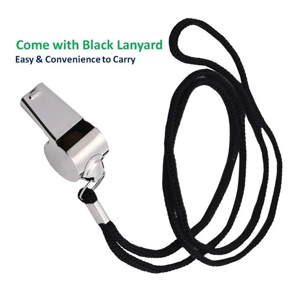 2pcs Stainless Steel Referee Whistles Nylon Lanyard For Football Coaches Sports Training Whistle For Officials Team Sports