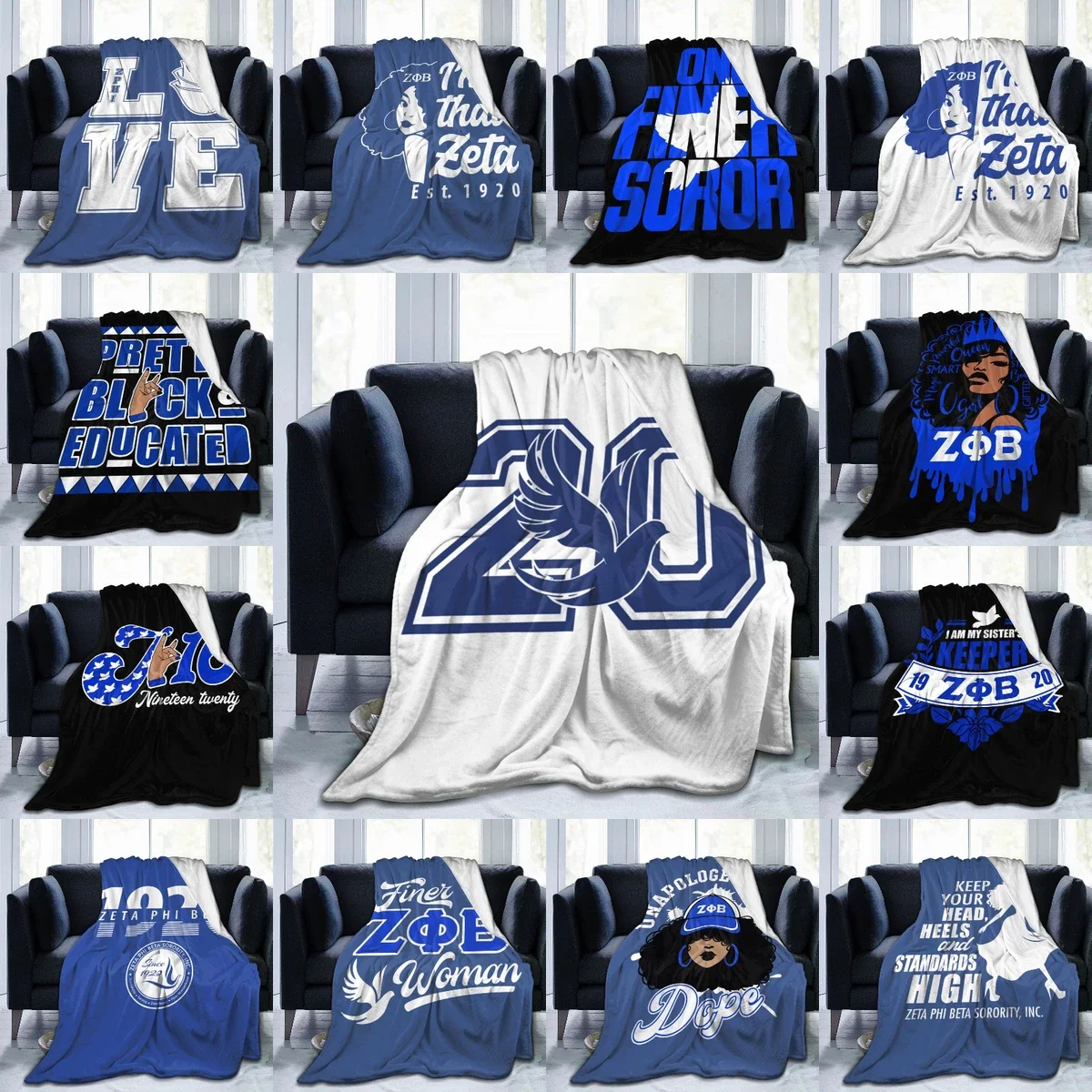 

Фланелевое Одеяло Zeta Phi Beta ZPB Sorority, теплое одеяло для кровати, для путешествий, кемпинга, гостиной, дивана, спальни, декоративные подарки