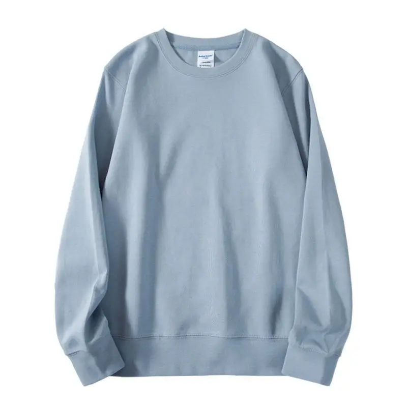 Spring Autumn 460g Heavy Cotton Dark Green T-shirt Round Neck Sweater Men Women Loose Casual Bottoming Tops