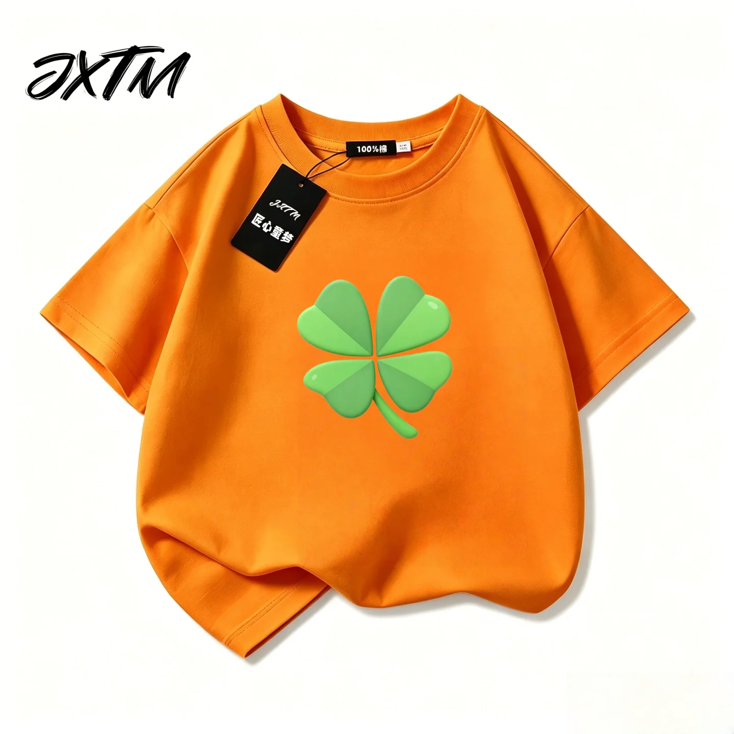Four Leaf Clover Super Beautiful Top Summer Children's Short Sleeved Outdoor T-shirt New Thin Top Parent-child Outfit