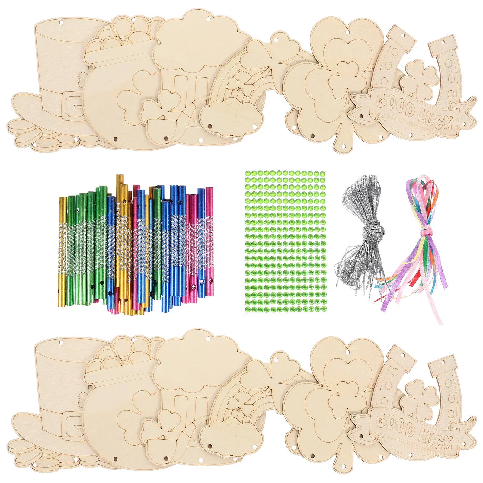 

1Set DIY Wind Chime Making Kit Unfinished Wooden Blank Ornament for Home Garden Window Yard Indoor Outdoor Hanging Decoration