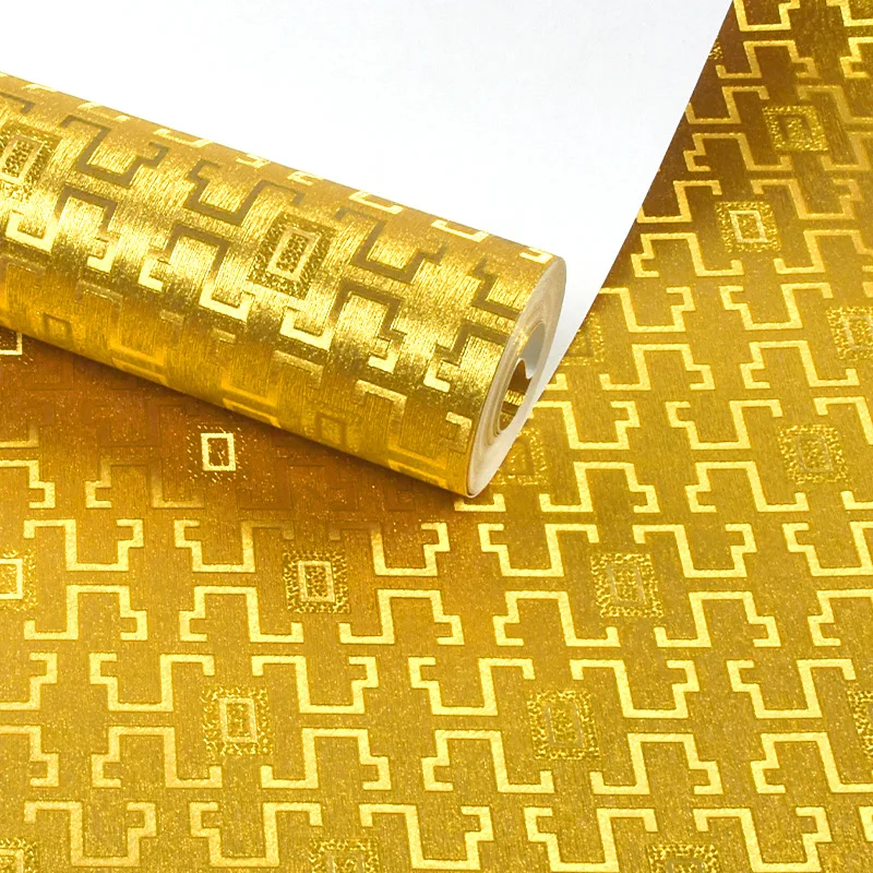 Gold Foil Wallpaper Temple Reflective Golden Yellow Cloud Pattern for Living Room Hotel Restaurant KTV Wall Decor