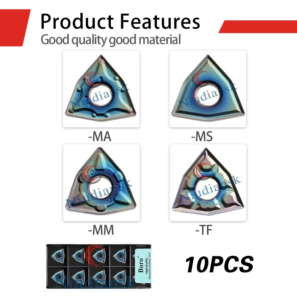 WNMG Series WNMG080404/08/12-MA/MS/MM TF618 WNMG080404/08-TF TF918 Peach Shaped Numerical Control Outer Circle Colorful Inserts