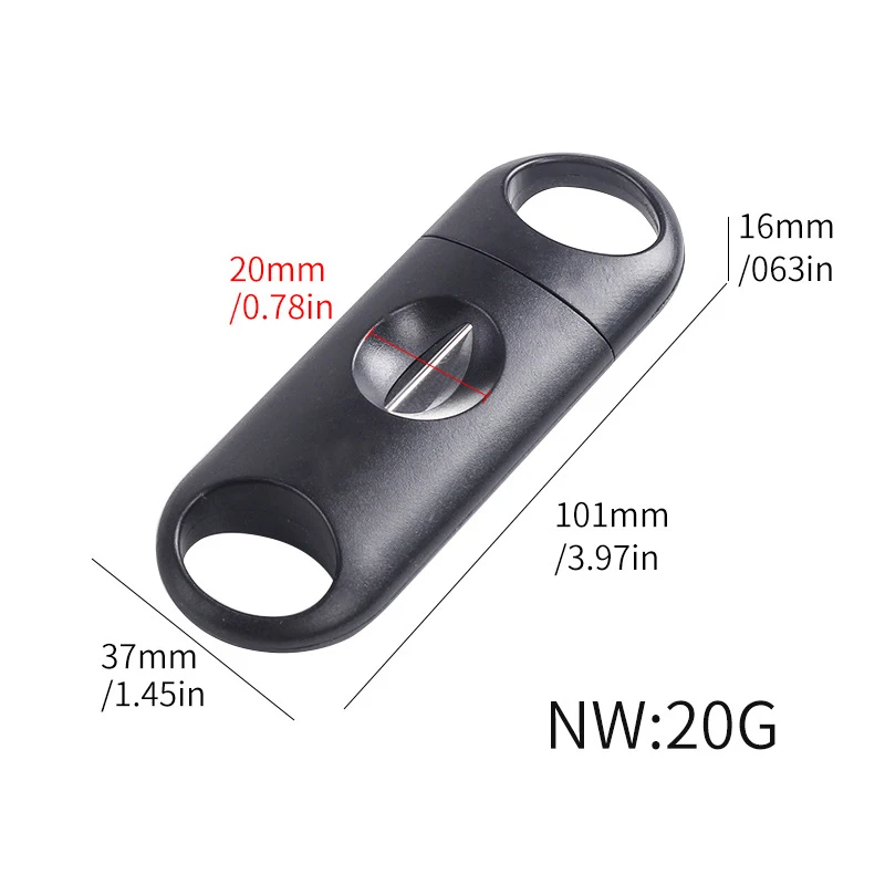 DEJAYA Portable Cigar Cutter with ABS Case Stainless Steel V-shaped Sharp Blade Cigarro Hole Opener Smoking Accessories