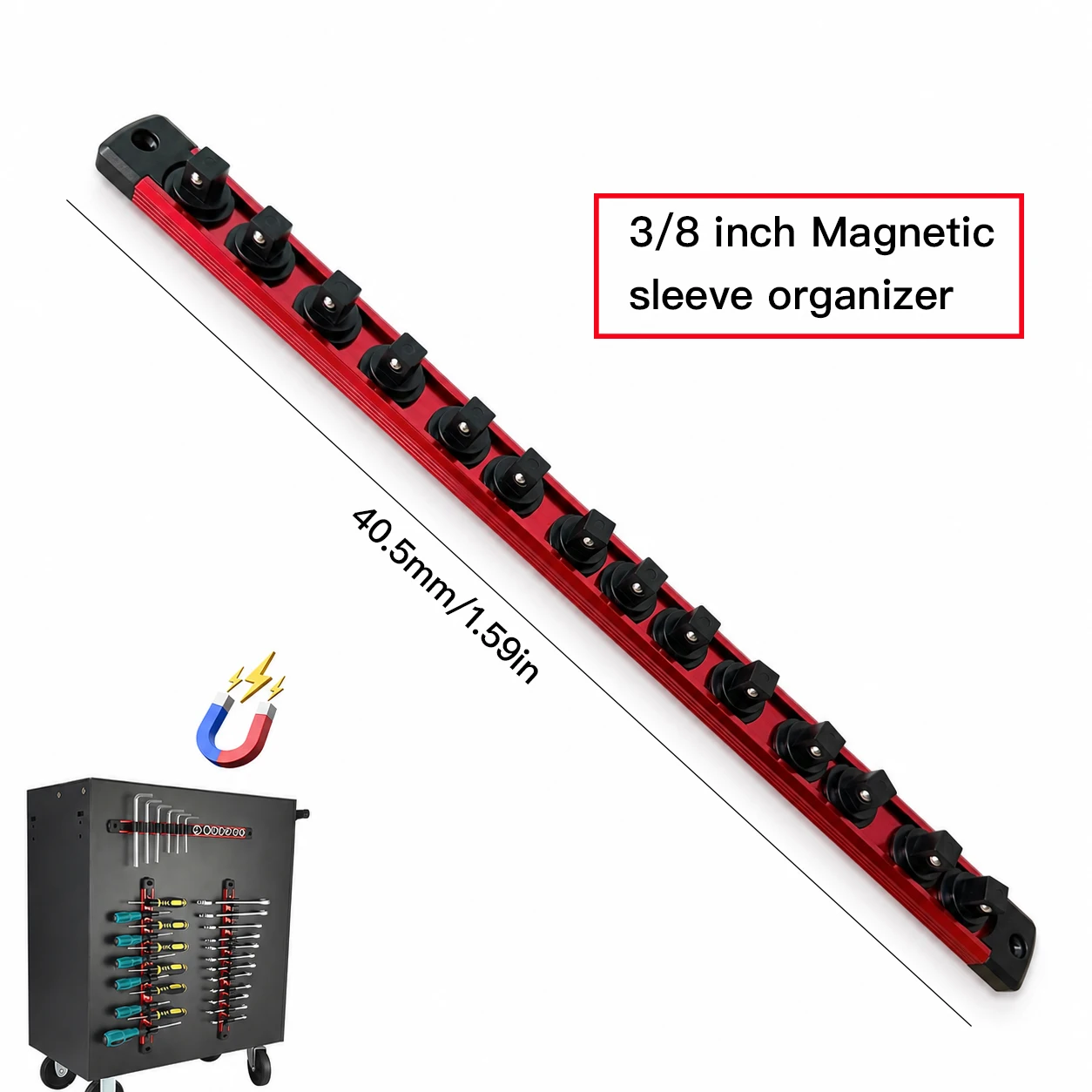 Premium Kwaliteit 360 °   Draaibare ABS Socket Organizer Houder 1/4' 3/8' 1/2' Socket Clip Rail Gereedschap Blauw & Rood