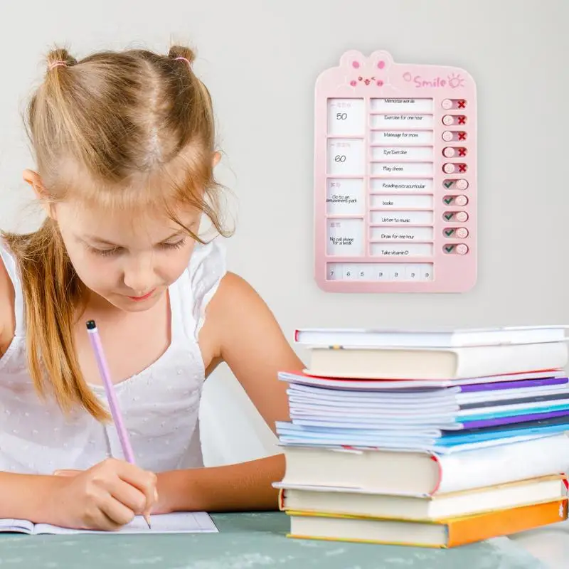 체크리스트 슬라이더 보드 학생 학습 체크리스트 슬라이딩 차트 시각적 일정 일상 계획 보드 소년 소녀 플래너