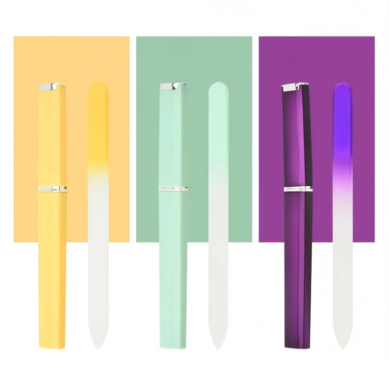 Durable Glass Nail File with Storage Case, Comfortable Grip, Washable and Reusable, Creates a Shiny and Smooth Nail Surface
