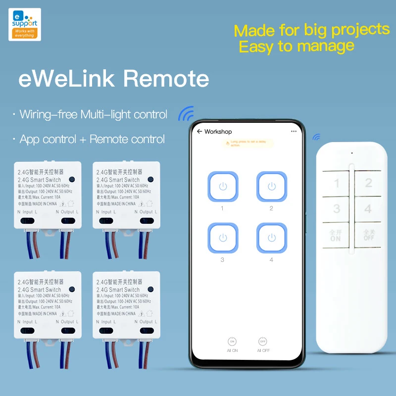 eWeLink Smart Home Remote Switch BASIC-2.4G DIY Smart Switch APP/ WeChat Applet Remote Control Work With Siri Alexa Google Home