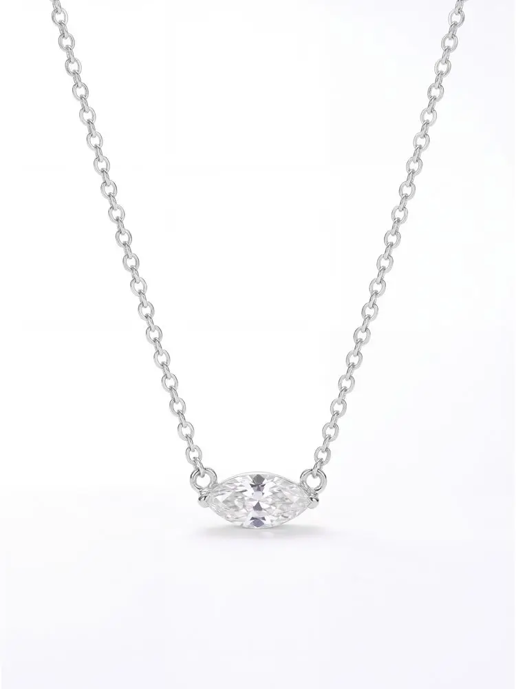925 Sterling Silber Minimalismus Mode Marquise Zirkon Halskette für Frauen Verlobung Hochzeit Party Hochwertiger edler Schmuck – Detail 13