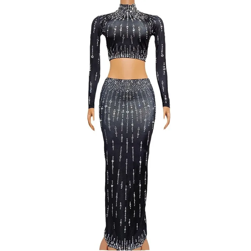 زي أنثى المغني ملهى ليلي بار كامل الماس سليم صالح فستان المغني حفلة موسيقية مأدبة حفلة Vestidos Largos أنيقة فييستا موهير