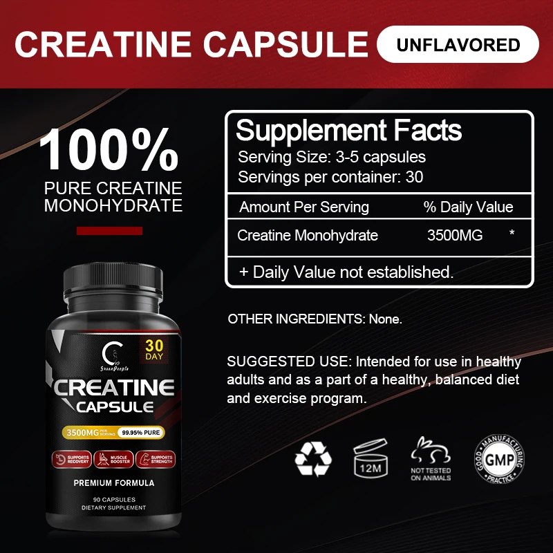 GPGP Greenpeople Creatine Monohydrate Capsules Energy supplement Muscle&Performance Enhancement Fitness&Muscle Enhancing Capsule