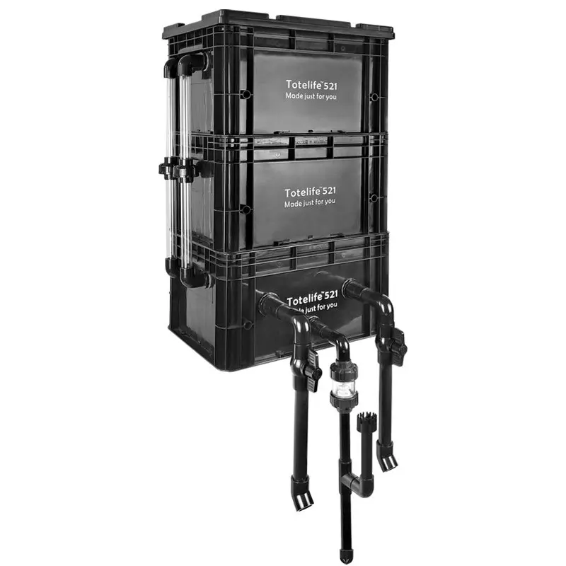 The fish tank has a built-in water pump,turnover box,filter, and an external three-in-one oxygenation and bacteria culture box.