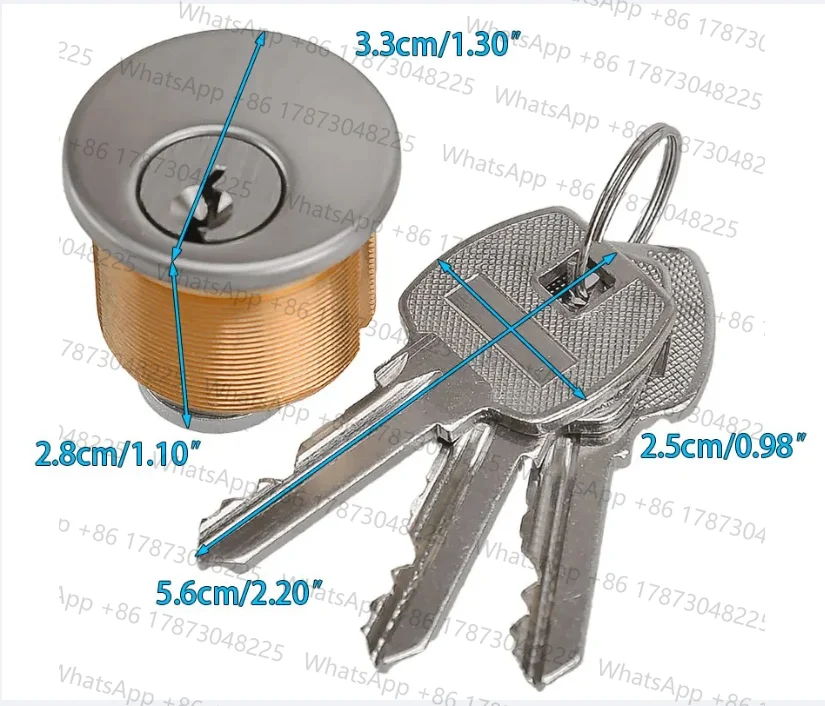 2 Sets Mortise Lock Cylinders with 4 Keys Fit for Store Front Door Brass SC1 KD