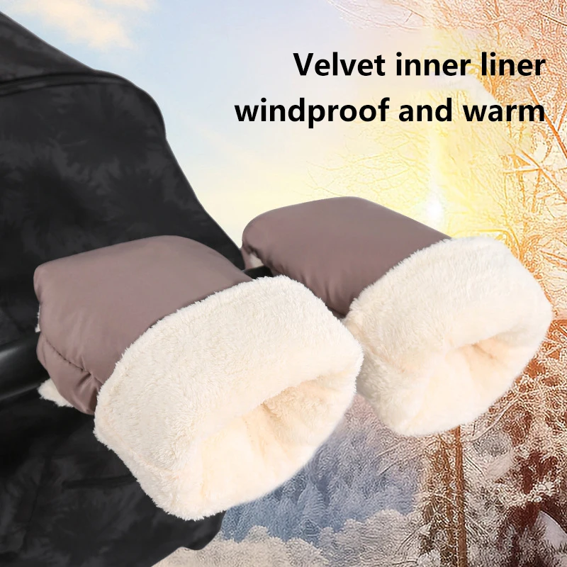 Stroller Gloves Winter Windproof Warm Simple Style Universal Fleece-lined And Thickened Outdoor Accessories