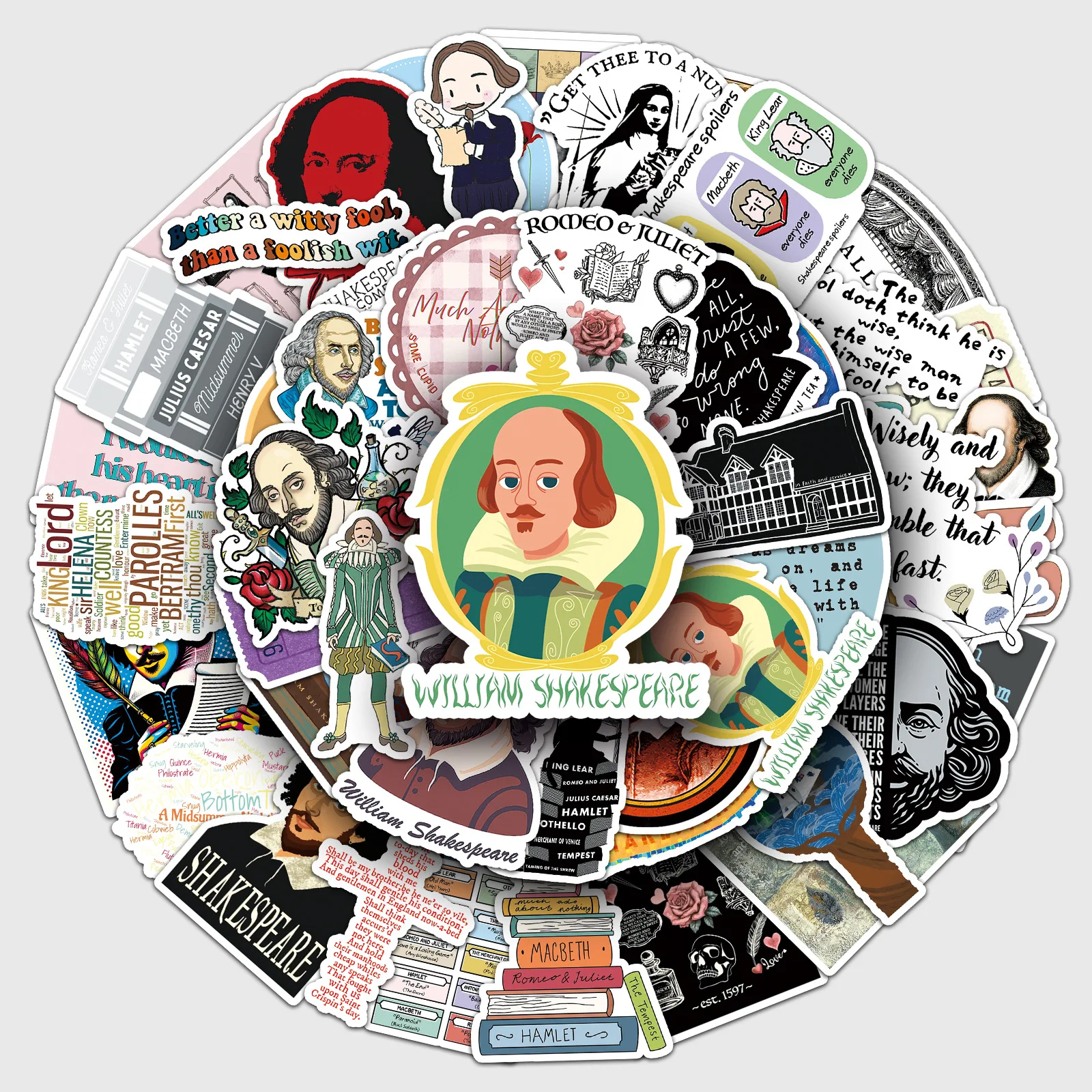 

10/30/50PCS Shakespeare Renaissance Poet Cartoon Sticker DIY Decoration Waterproof Skateboard Notebook Graffiti Toy
