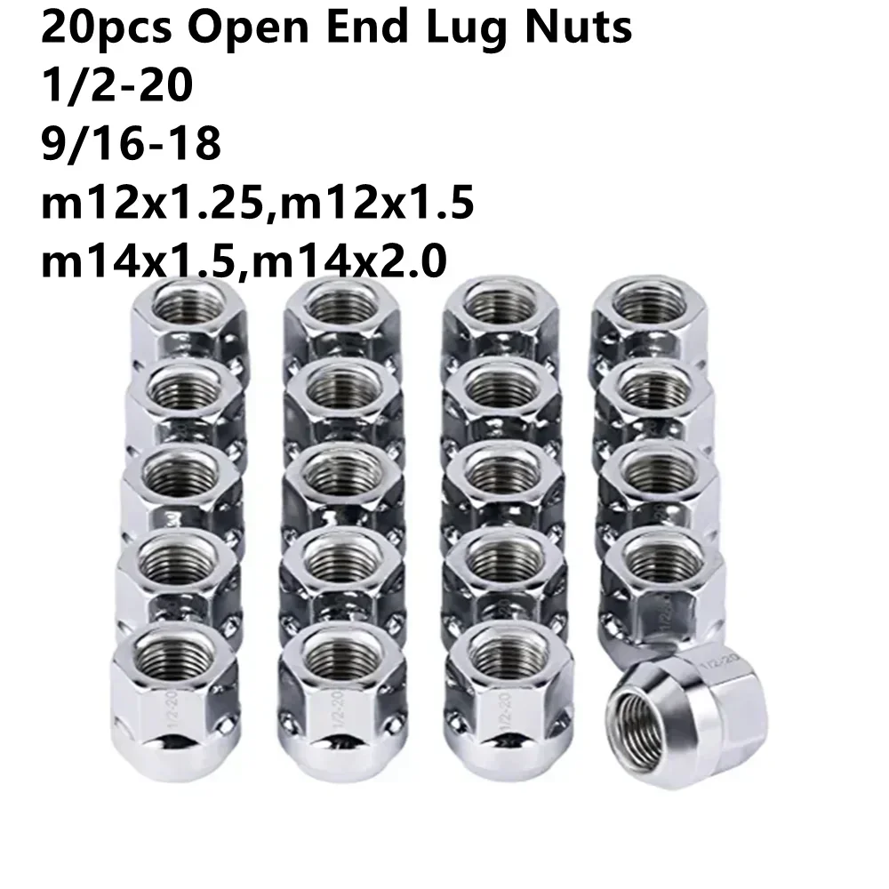 Height 21mm Open End  Wheel Nuts  12x1.25, m12x1.5 Wheel Nuts  m14x1.5 ,1/2-20 Lug Nuts 9/16 -18  19mm Hex , 20 pcs