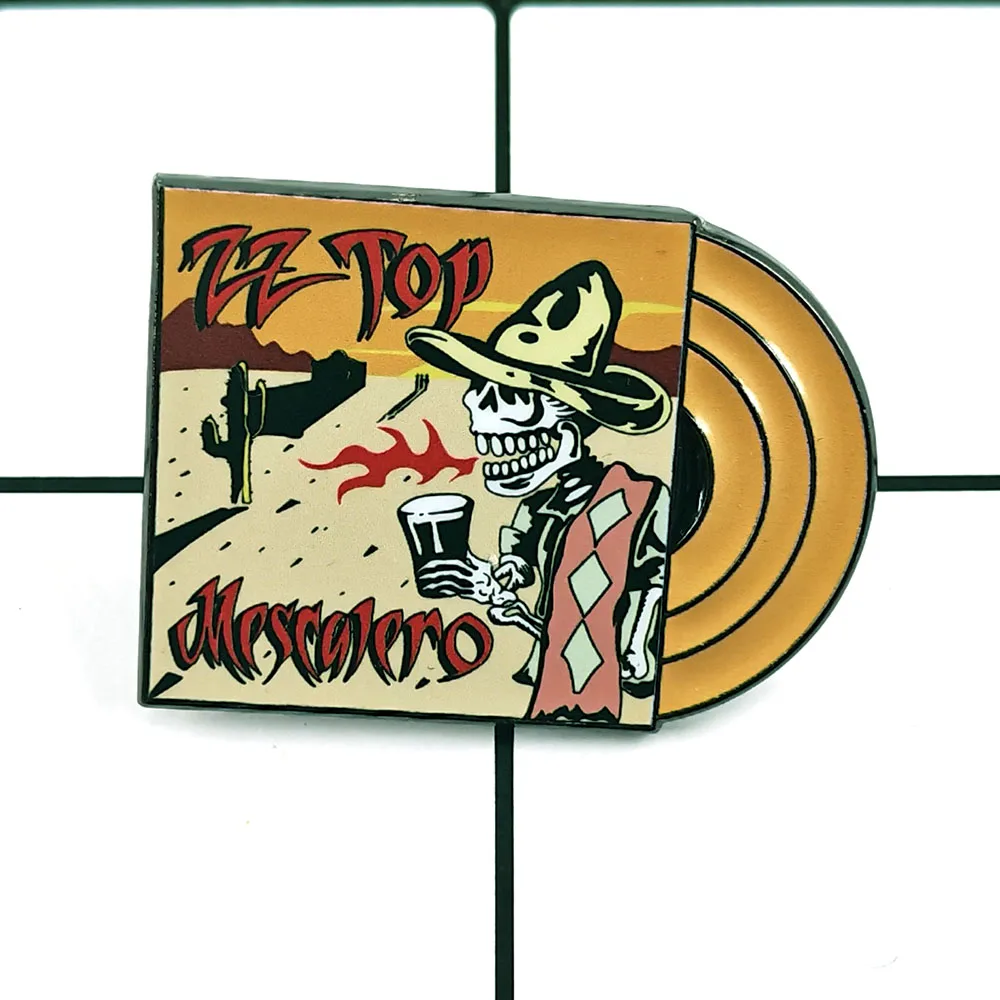 ZZ Top Mescalero Album Brooch Western Skeleton Cowboy Record Metal Badge Classic Rock Band Periphery Lapel Pin Fans Decoration