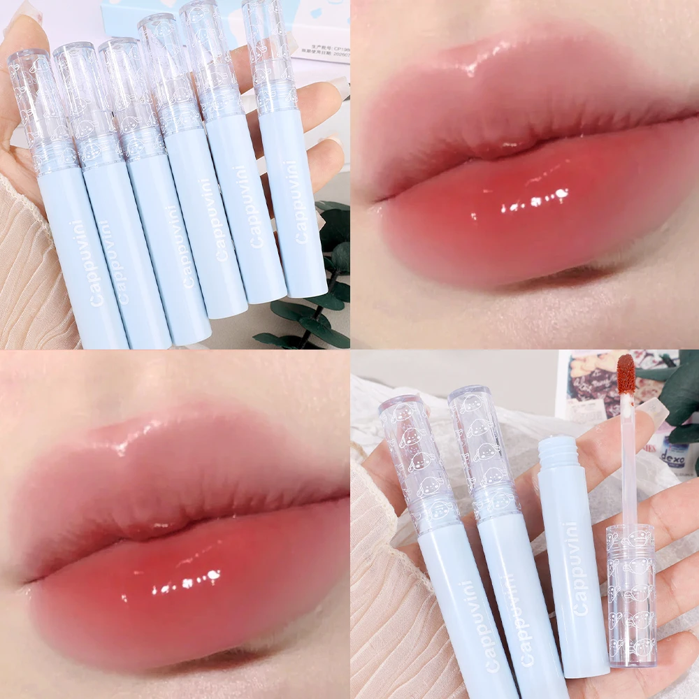 Gelei Heldere Lipgloss Langdurige Kersenrode Sexy Lip Glazuur Waterdicht Nude Bruine Spiegel Water Vloeibare Lippenstift Make-Up Cosmetisch