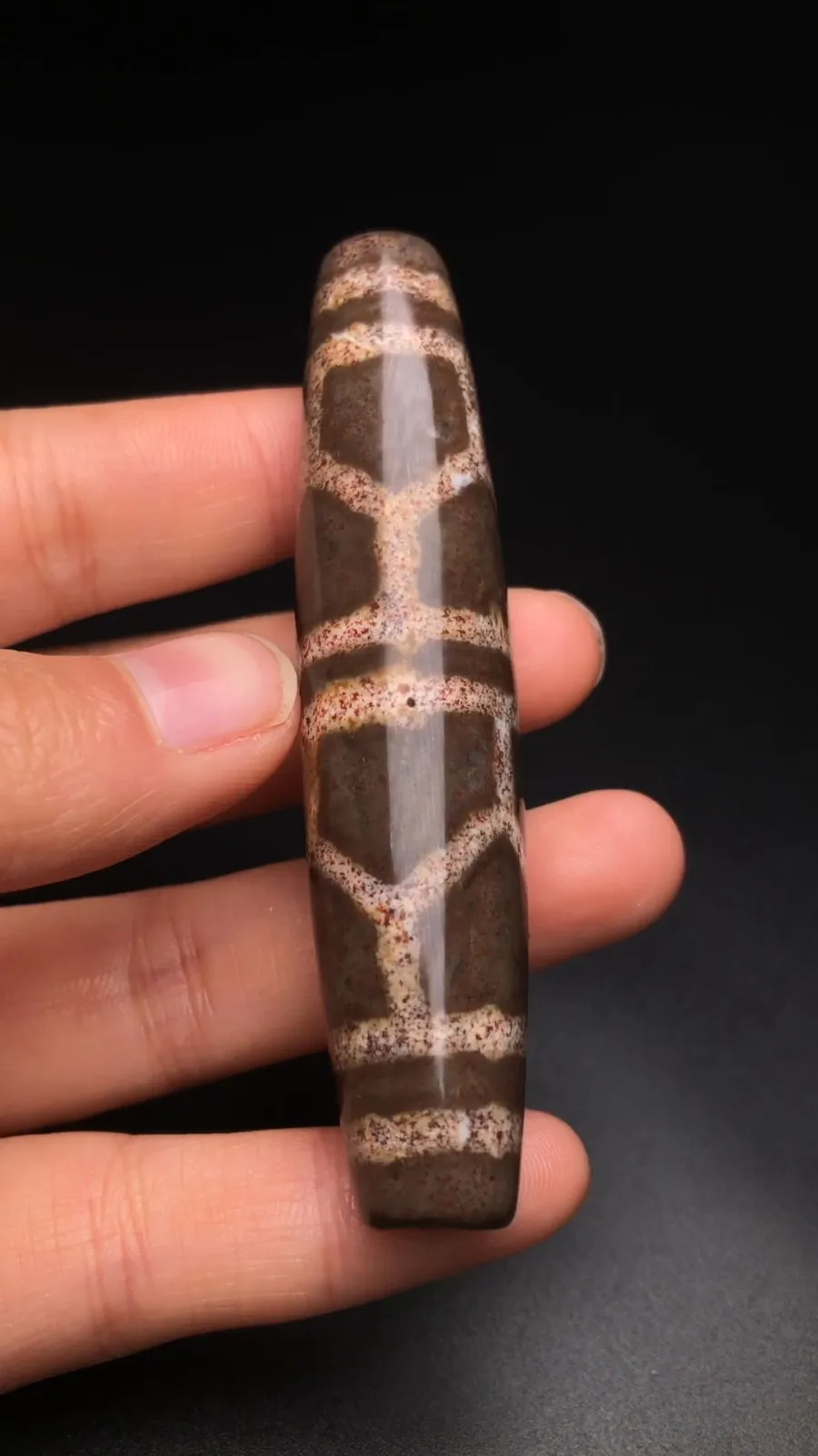 Tibetan Buddhism Agate Turtle Back Totem Dzi Bead Amulet Necklace Pendant G264