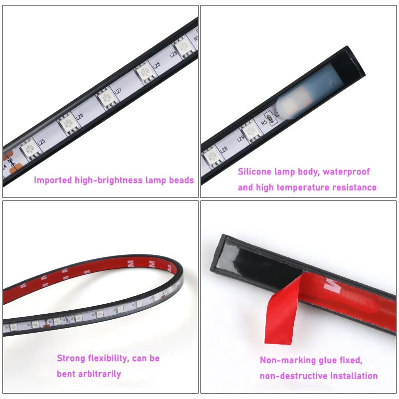 RGB Led 24V Truck Light Strip Contour Flexible Colorful Atmosphere Lamp Roof Bumper Door Warning Lights DRL Trailer Accessories