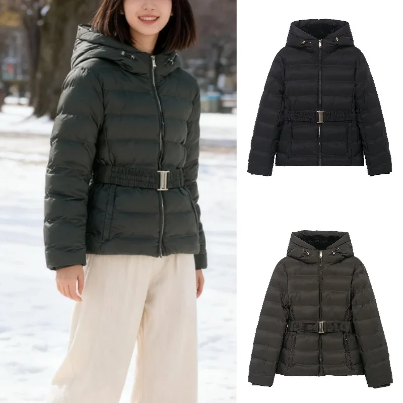 

Модные тенденции осень/зима 2025: женская облегающая водонепроницаемая и ветрозащитная толстая куртка с капюшоном