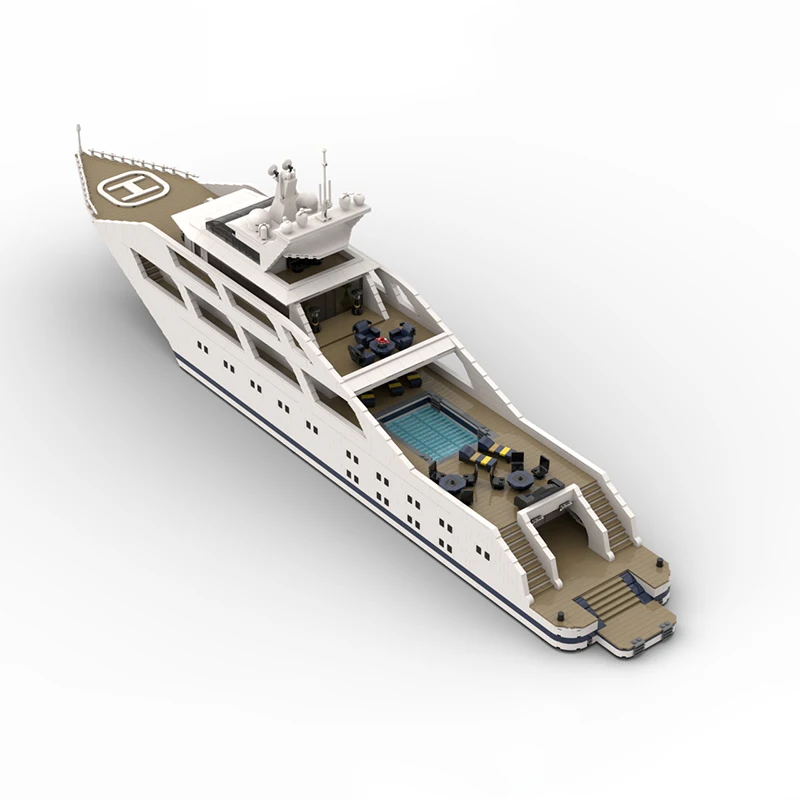 MOC Luxury Super Yacht in Minifigure Building Block Model DIY Collection Display Commemorative Sets Christmas Gifts