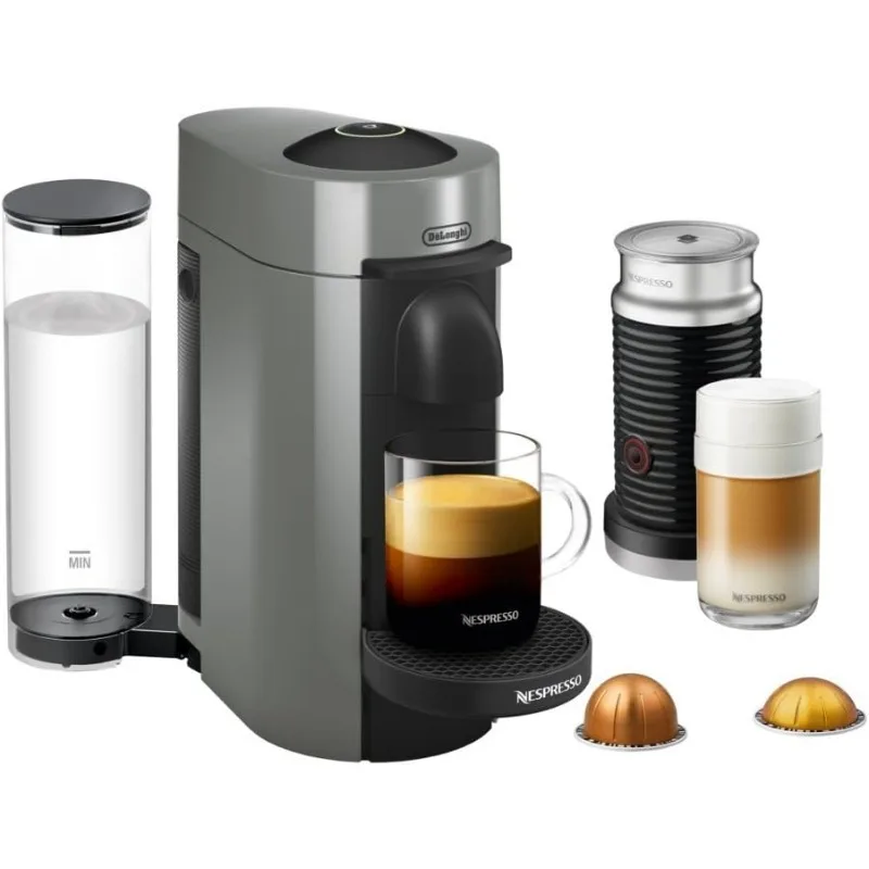 Nespresso Vertuo Plus Coffee and Espresso Maker by De'Longhi, Grey with Aeroccino Milk Frother