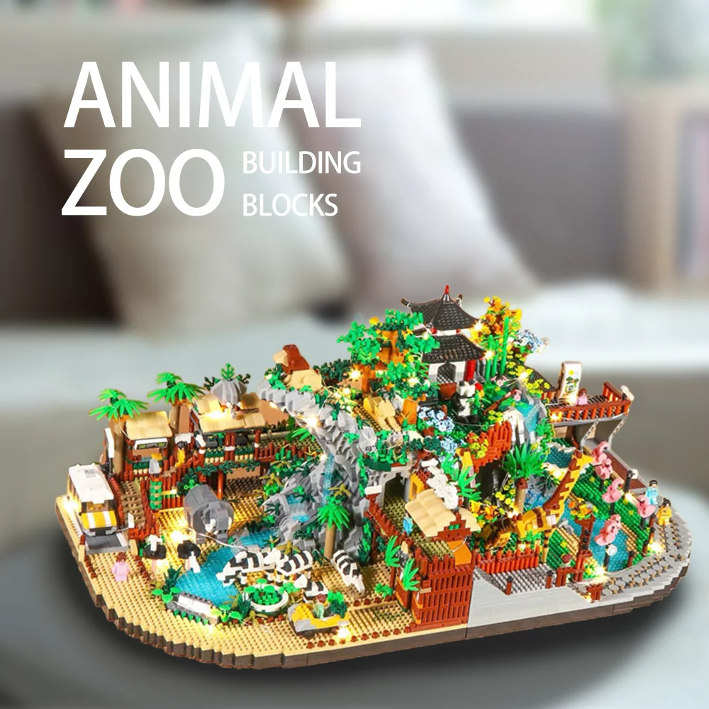 5000PCS zoo building blocks, animal and plant models, outdoor adventure toys, novelty toys, Halloween, Christmas, Thanksgiving