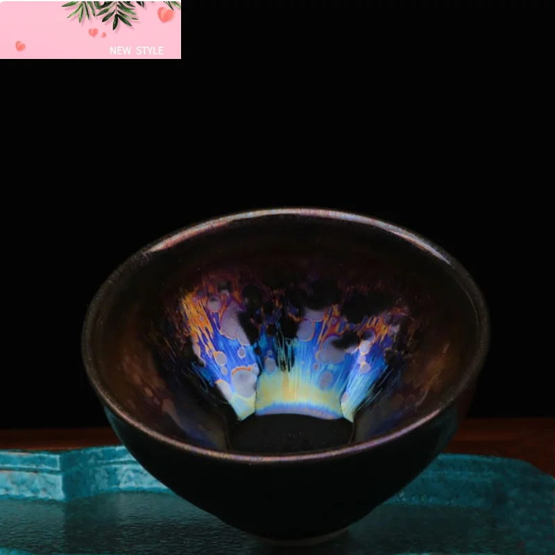 

JZ285 Высококачественная чайная чашка Tenmoku с изменением печи, китайская традиционная ремесленная керамика, керамическая чайная чаша с культурным наследием, подарочная коробка/JIANZHAN