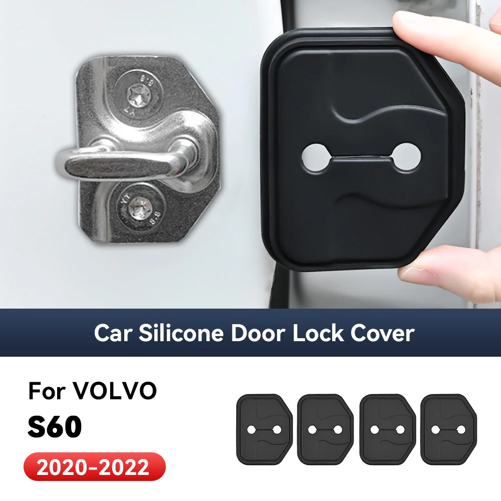 

4 шт., аксессуары для украшения автомобиля, силиконовая защита, автоматический дверной замок, защелка, чехол амортизатора для VOLVO S60 2020-2022
