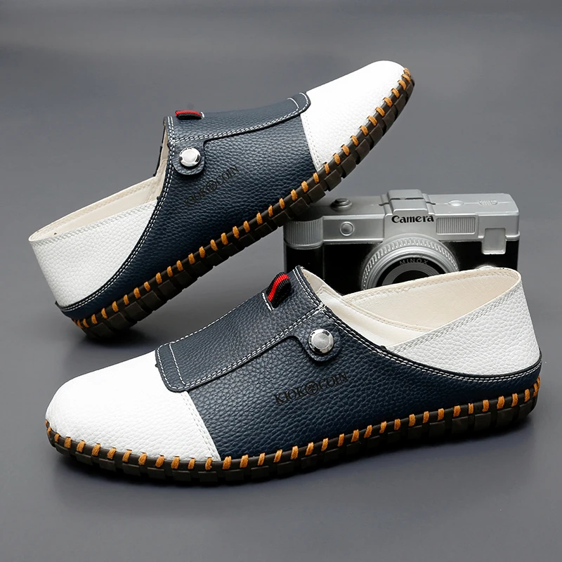 

Hot Selling Men's Loafers in Europe America Handmade Soles Comfortable Casual Shoes Men's Flat Shoes Park Walking Shoes