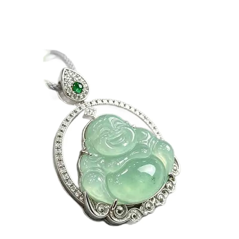 Bashan Buddha Gourd Pendant, Imperial Green Jadeite Imitation Jade Necklace 5