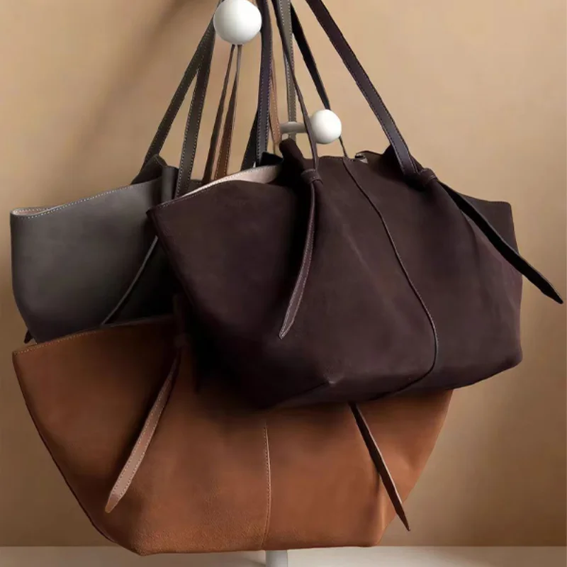 

High-end Cowhide Large Capacity Shoulder Bag Versatile Commuter Handbag Autumn Winter New Fashion Underarm Tote Bag Women's Bag