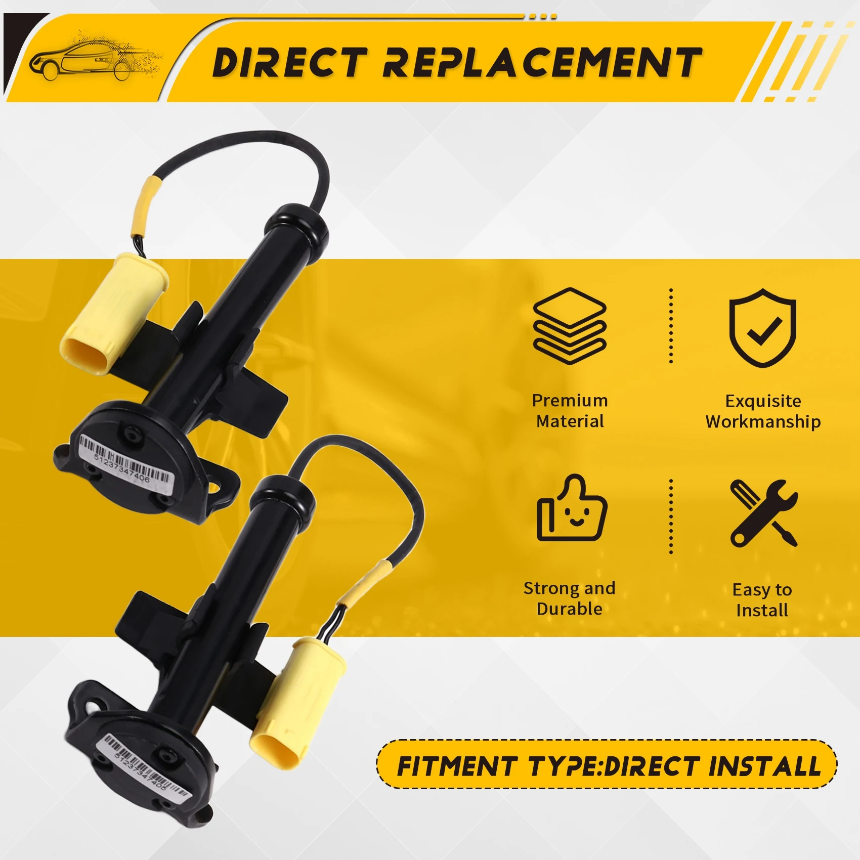 

For BMW 7 Series G12 8 Series G15 G16 G14 M8 F92 F93 Hood Hinge Actuator 1 Pair- Part Numbers 51237347405 51237347406-AD39