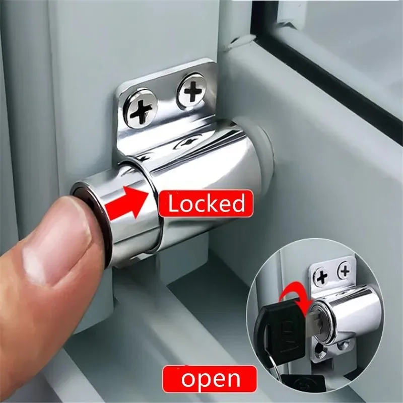 1/3PCS Sliding Window Patio Screw Door Lock Key Push, Safety Protection Antitheft Door Window Security Lock Catches Set