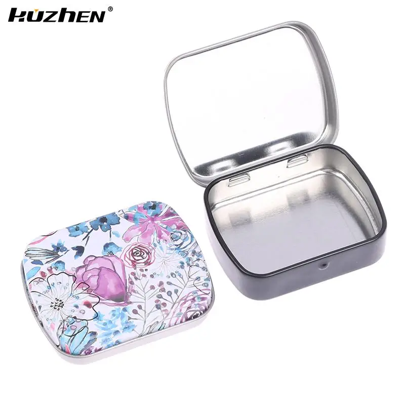 1pc Survival Kit Tin Pill Case Small Empty Metal Tin Flip Storage Box Case Organizer For Pill Money Coin Candy Key