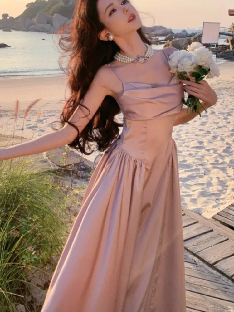 

ELegant Princess Womens Dresses Sleeveless Square Collar Wedding Evening Party Dress Fashion A-Line Vestidos Female Clothes New