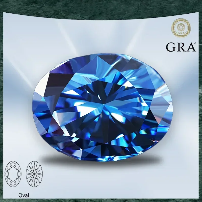 

Moissanite Stone Sapphire Blue Color Oval Cut VVS1 with GRA Certificate for Gemstone Charms Beads Top Jewelry Making Materials