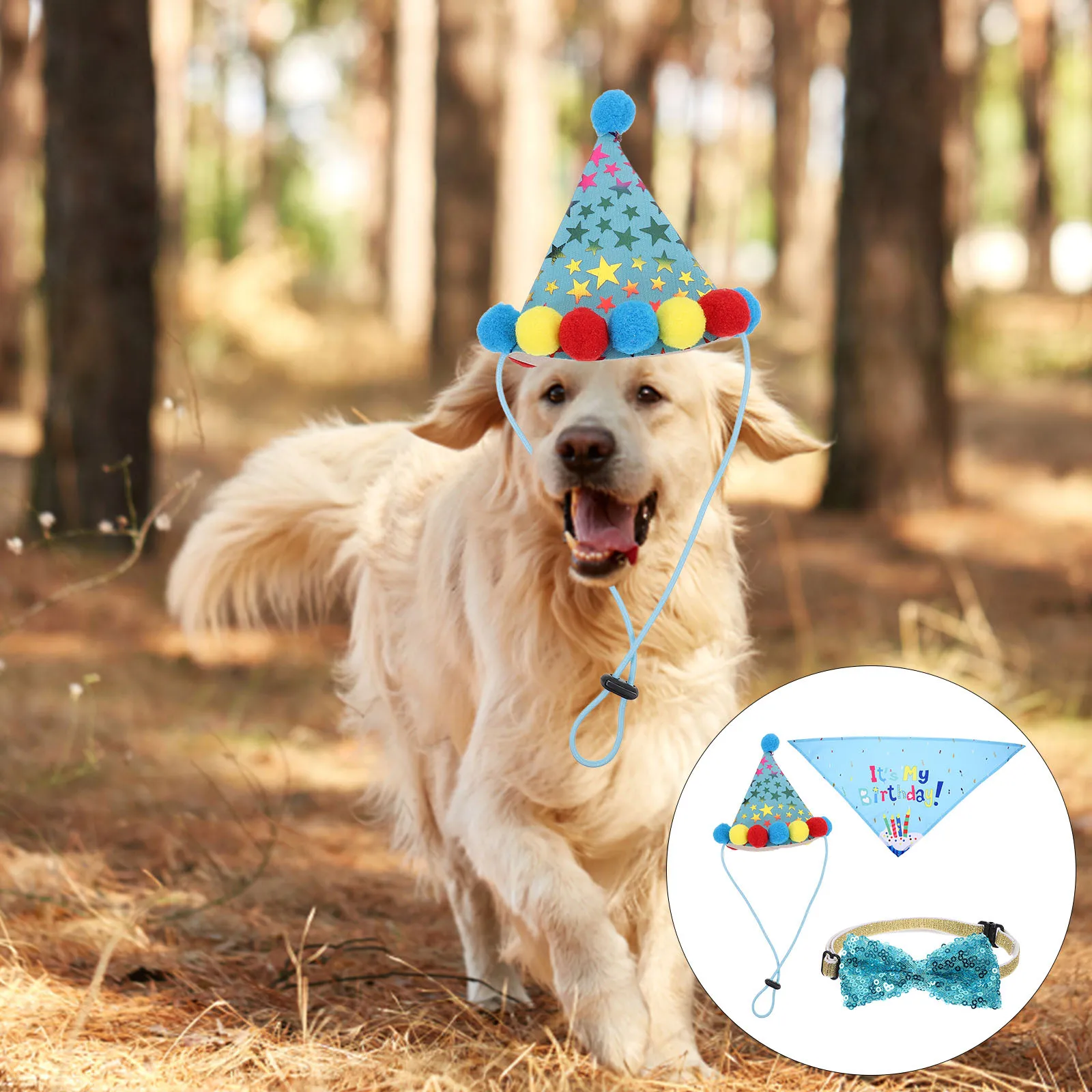 

Birthday Hat Set for Pets Includes Balloon Decoration Kit with Neckband Ideal for Dog Birthday Party Backdrop Party Balloon